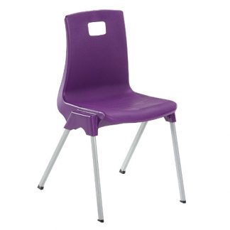 ST School Chair, for schools and nurseries with anti-tilt design, angle view. Ergonomically Designed for correct posture. Stackable to 10 high. 15 year gaurantee.